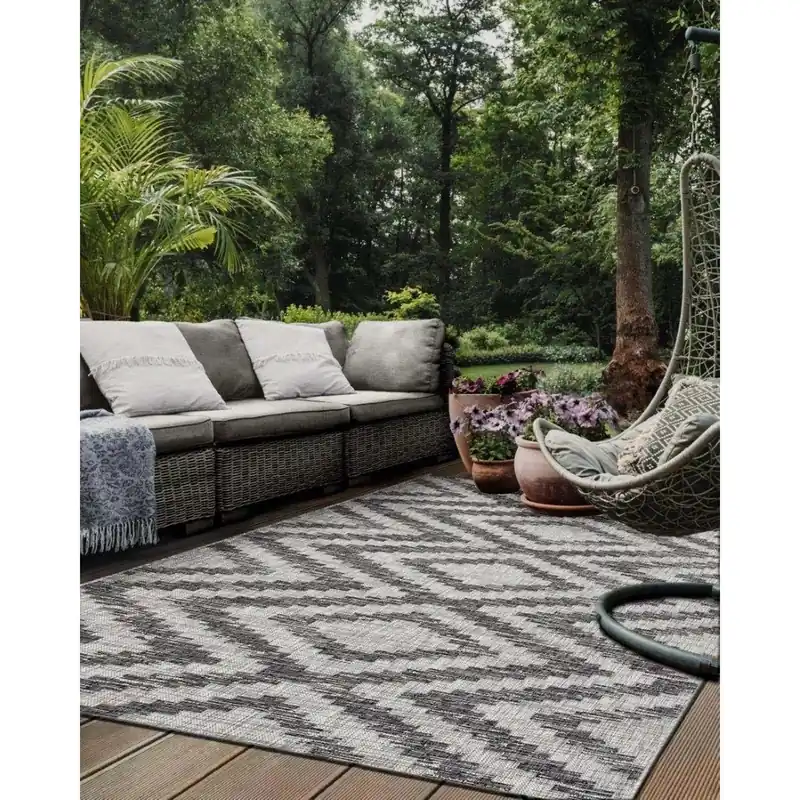 Tappeto per esterno Flatweave Ethno 2 grigio 160x230 cm