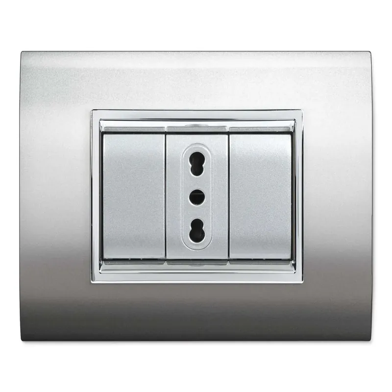 Placca esterna per presa elettrica a 3 posti Prestige alluminio