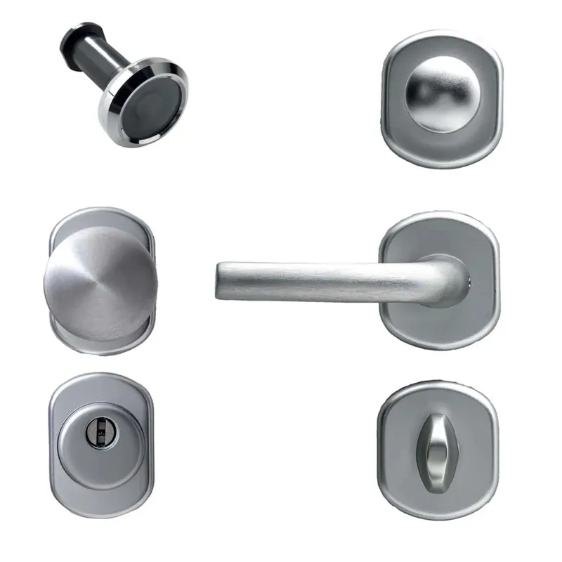 Kit maniglieria tonda alluminio argento