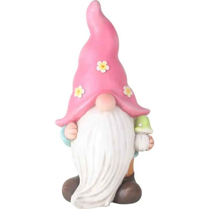 Decoro giardino Nano con cappello rosa