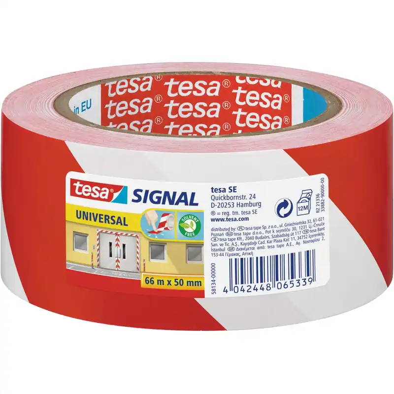 Nastro adesivo segnaletico Signal Universale Tesa 50 mm x 66 m rosso e bianco