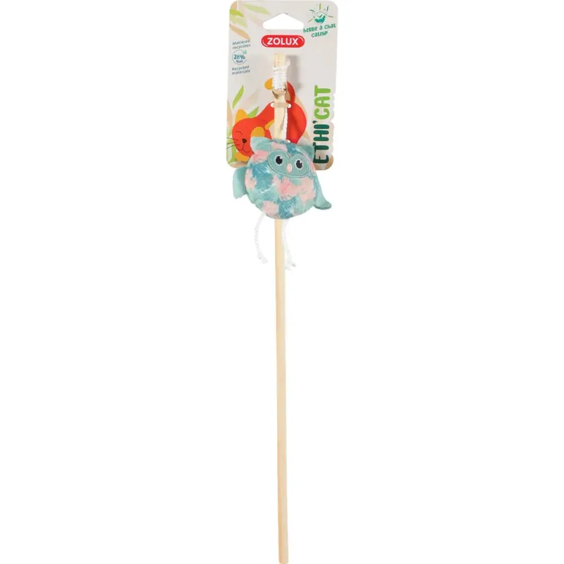 Gioco gatto canna con gufo Ethicat foglie azzurro