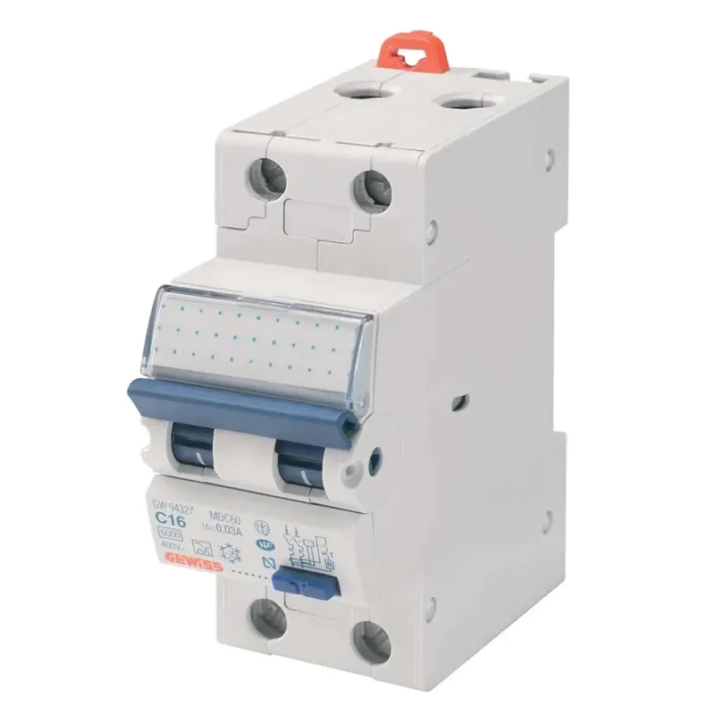 Interruttore magnetotermico differenziale Gewiss 1P+N C10 4,5KA AC/0,03 2M