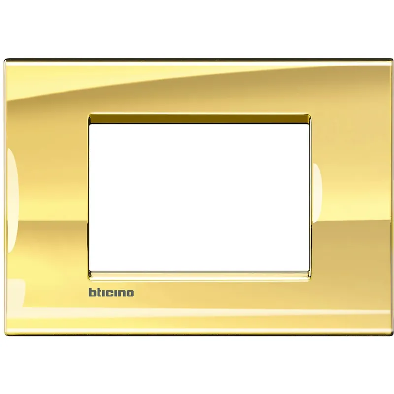 BTicino Livinglight placca quadra 3 moduli oro freddo