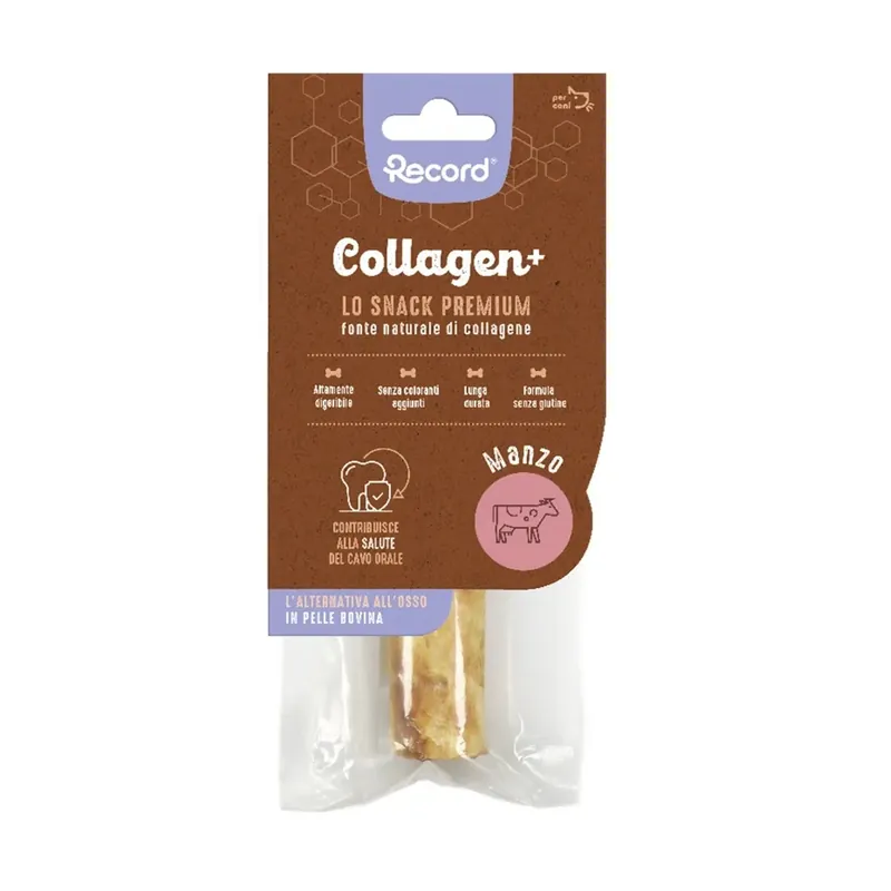 Snack per cani Record tronchetto big gusto manzo Collagen+ 50 gr
