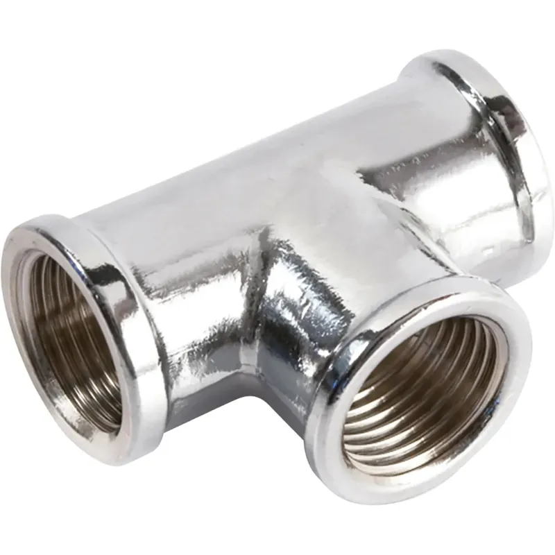 Raccordo "T" in ottone cromato 1/2`` FFF