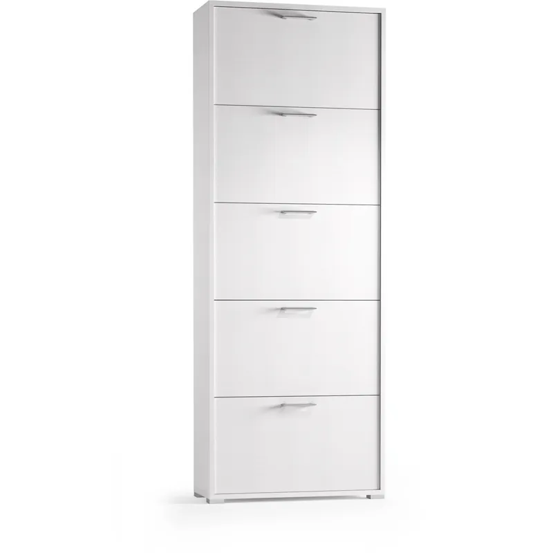 Scarpiera 5 ante doppia profondità max 28 paia 183x28x67 cm bianco