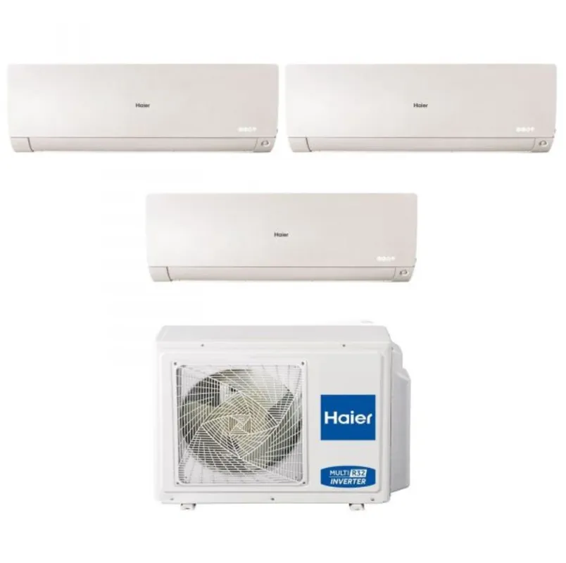 Climatizzatore Condizionatore Haier Trial Split Inverter serie FLEXIS PLUS WHITE 7+7+9 con 3U70S2SR3FA R-32 Wi-Fi Integrato Colore Bianco 7000+7000+9000