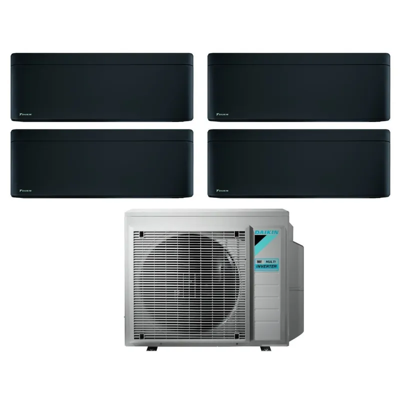 Climatizzatore Condizionatore Daikin Bluevolution Quadri Split Inverter serie STYLISH TOTAL BLACK 9+9+12+12 con 4MXM80N R-32 Wi-Fi Integrato 9000+9000+12000+12000 Colore Nero - Garanzia Italiana