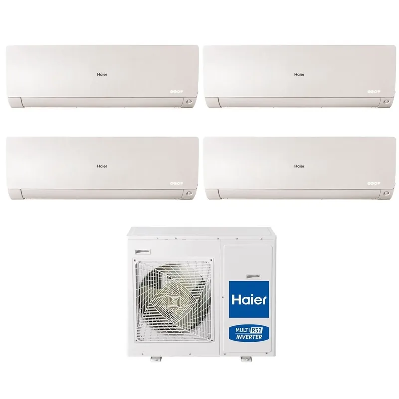 Climatizzatore Condizionatore Haier Quadri Split Inverter serie FLEXIS PLUS WHITE 7+9+9+12 con 4U85S2SR3FA R-32 Wi-Fi Integrato Colore Bianco 7000+9000+9000+12000