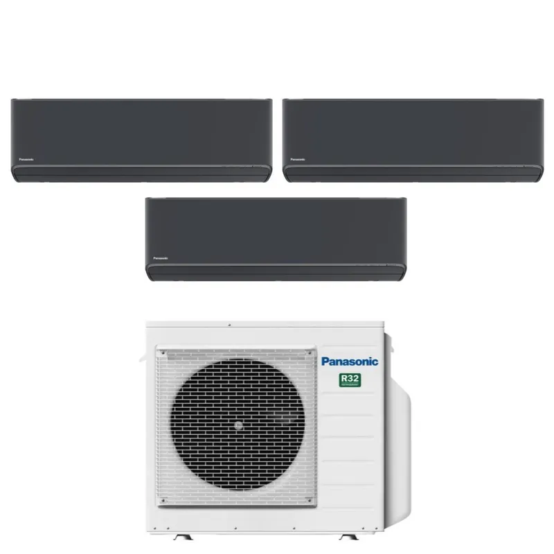 Condizionatore Trial Split Panasonic Etherea Dark 7+7+12 con CU-3Z68TBE R-32 Wi-Fi Integrato