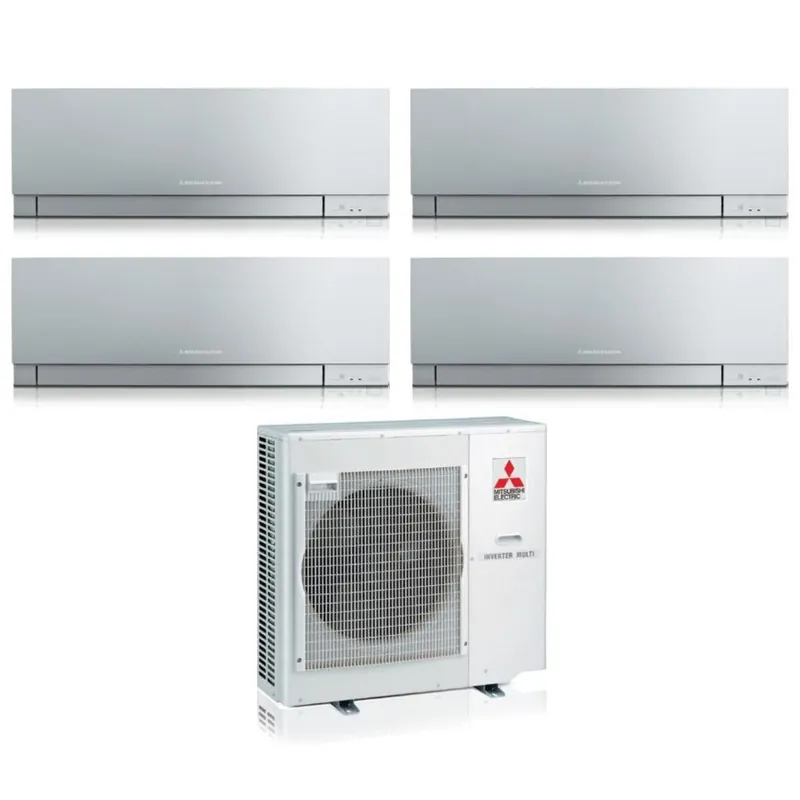 Climatizzatore Condizionatore Mitsubishi Electric Quadri Split Inverter serie KIRIGAMINE ZEN SILVER MSZ-EF 7+7+7+9 con MXZ-4F72VF R-32 Wi-Fi Integrato Colore Argento 7000+7000+7000+9000