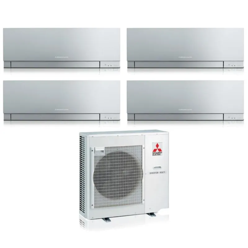 Climatizzatore Condizionatore Mitsubishi Electric Quadri Split Inverter serie KIRIGAMINE ZEN SILVER MSZ-EF 9+9+12+12 con MXZ-4F80VF R-32 Wi-Fi Integrato Colore Argento 9000+9000+12000+12000