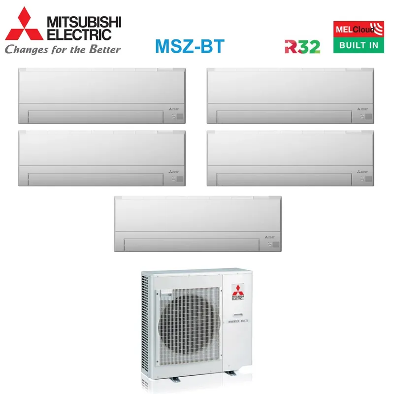 Condizionatore Penta Split Mitsubishi Electric MSZ-BT 7+7+7+12+12 con MXZ-5F102VF R-32 Wi-Fi Integrato