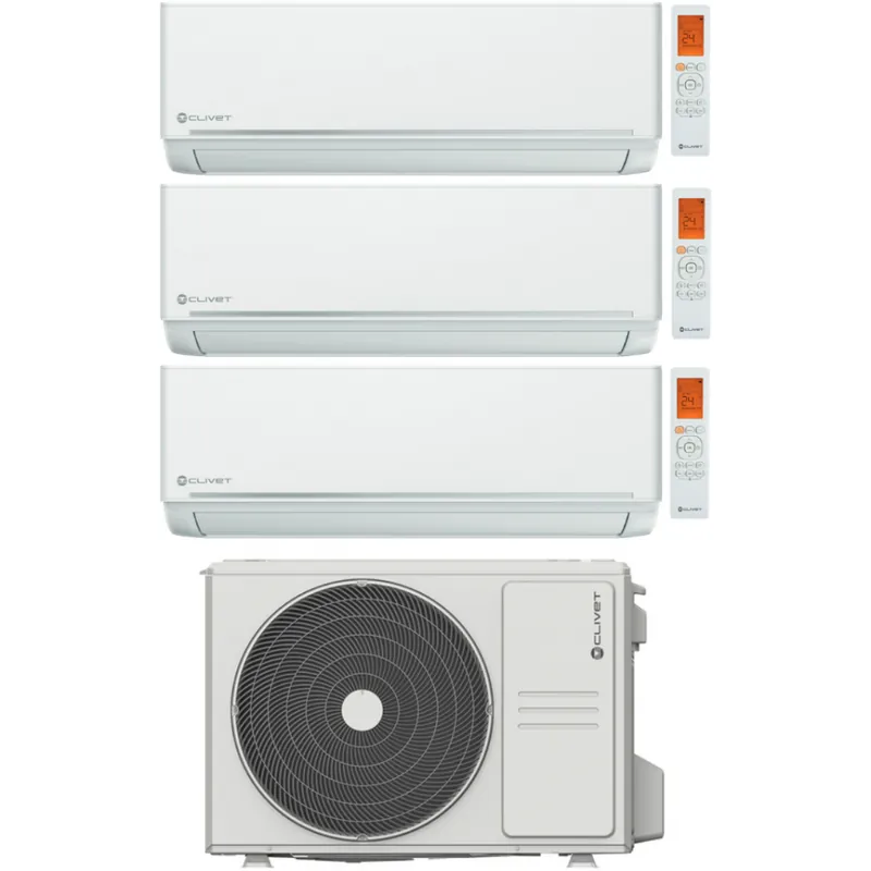 Climatizzatore Condizionatore Clivet Trial Split Inverter EZCool 9000+9000+12000 btu con MU2-Y79M Wi-Fi Optional 9+9+12
