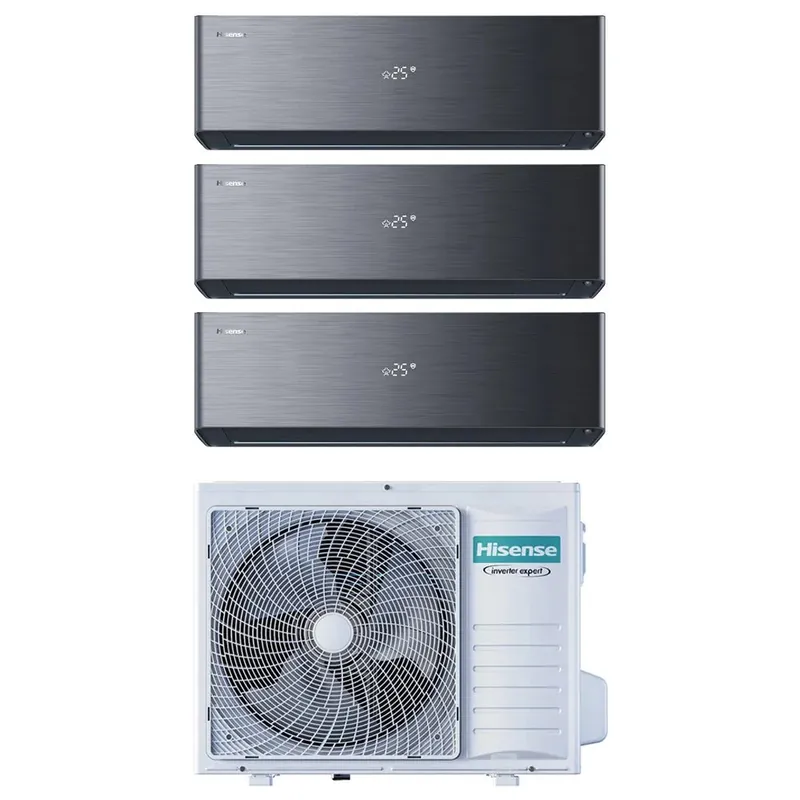 Condizionatore Hisense Trial Split Inverter ENERGY PRO X BLACK 9+12+12 con 3AMW72U4RJC R-32 Wi-Fi Integrato