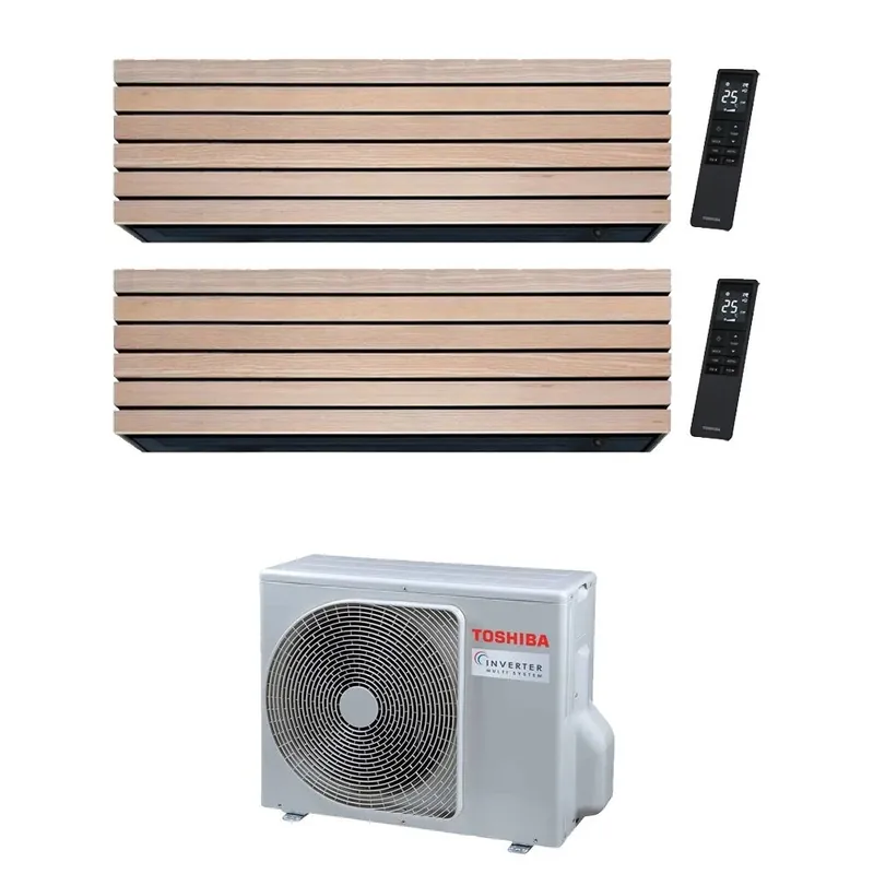Condizionatore Dual Split Toshiba Daiseikai 10 Wood 9+9 (10+10) con RAS-2M14G3AVG-E R-32 Wi-FI Integrato