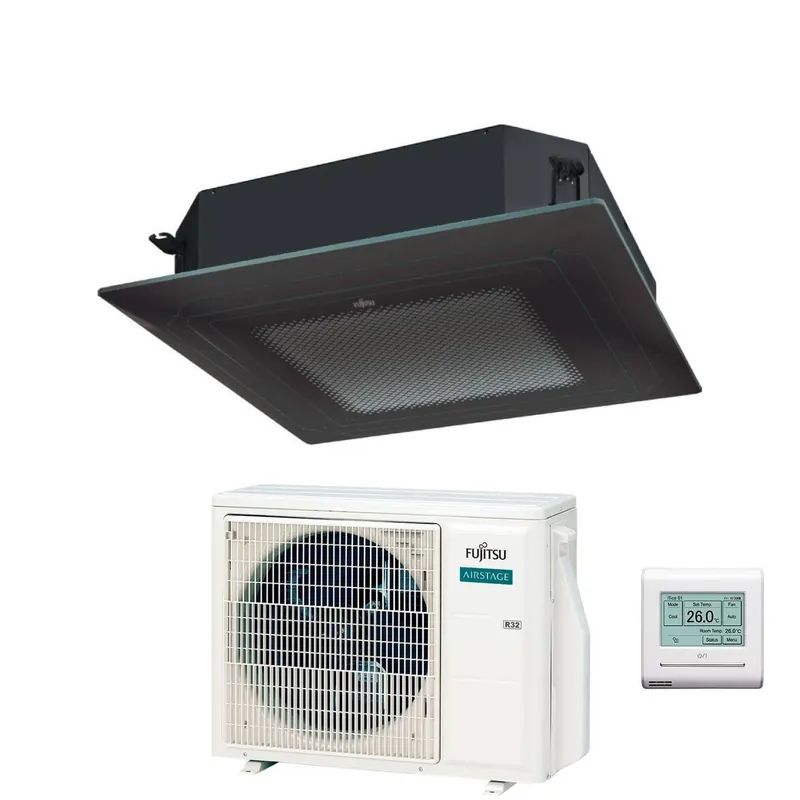 Condizionatore a Cassetta Fujitsu KR Eco Circular Flow Black 18000 Btu AUXG18KRLB R-32 Wi-Fi Optional con Griglia e Filocomando