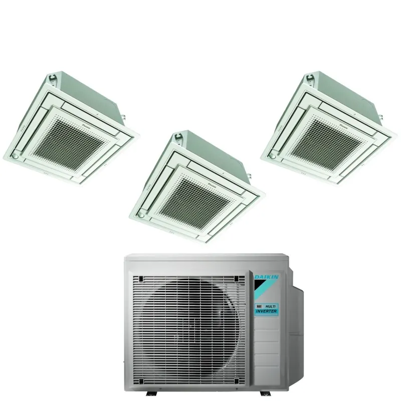 Climatizzatore Condizionatore Daikin Bluevolution Inverter Trial Split a Cassetta FFA-A 9+12+12 con 3MXM68N R-32 Wi-Fi Optional Con Griglia Bianca Inclusa 9000+12000+12000 - Garanzia Italiana