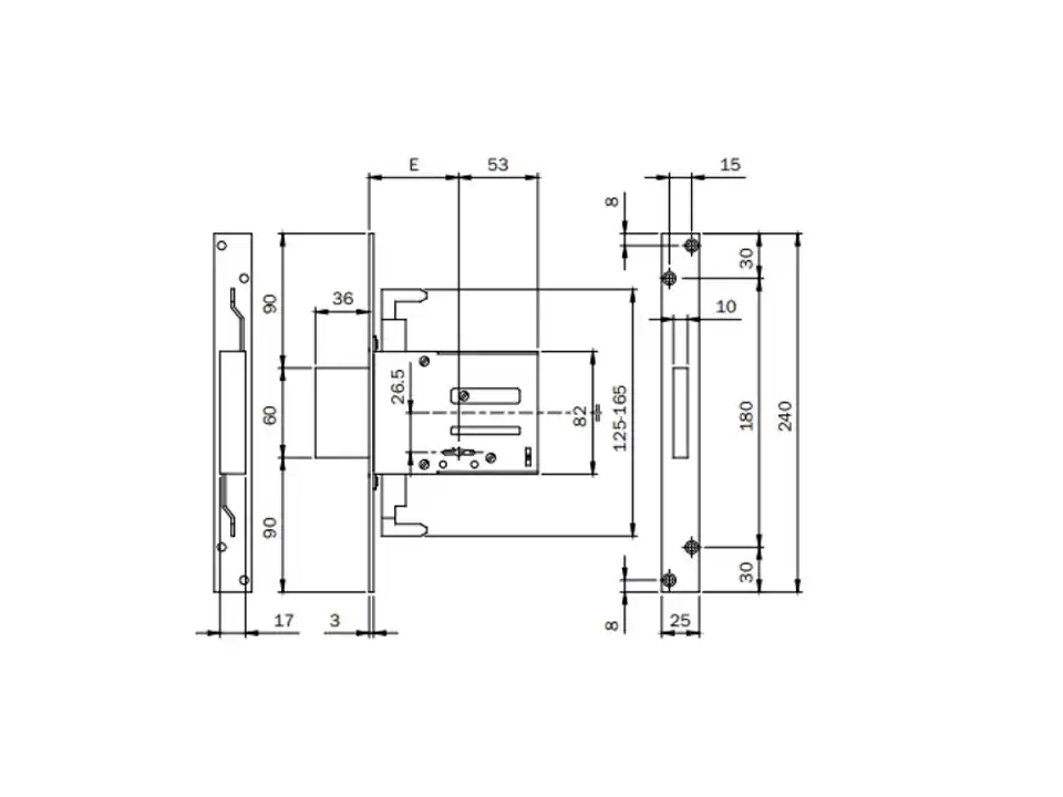 Serrature per inferriate e porte in ferro cod. 663704n