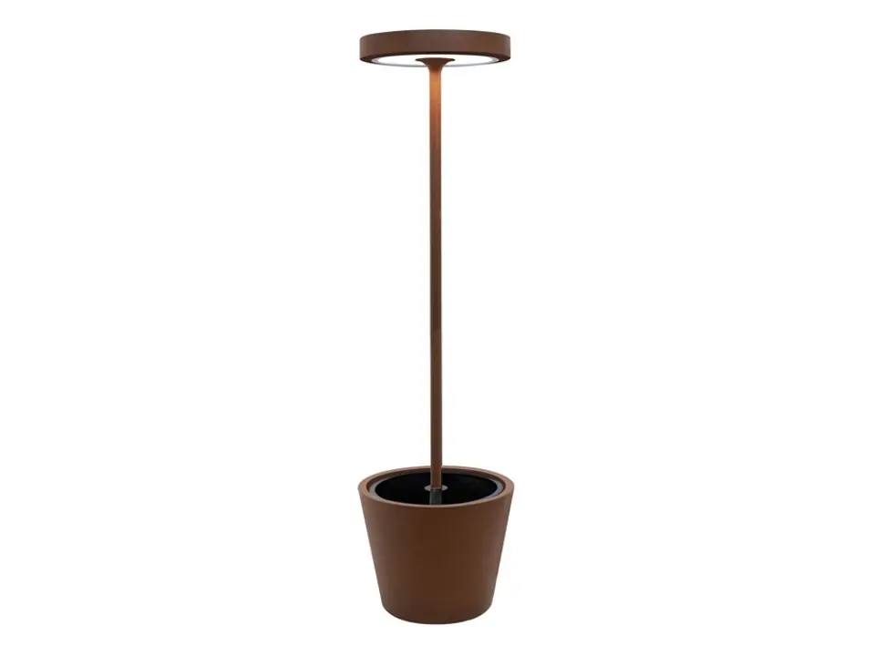 Poldina reverso solar l, lampada da terra ricaricabile - corten