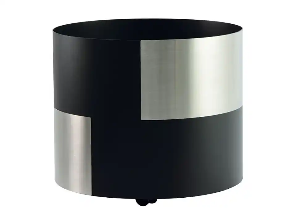 Portalegna nero, ø 45 cm, h. 39 cm, con ruote