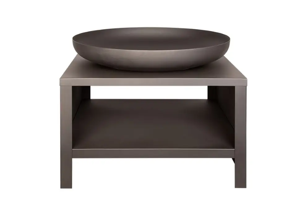 Braciere nero tondo 80 cm con portalegna