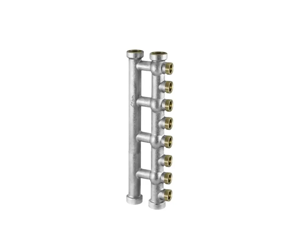 Monoblock collettore complanare monolaterale, con attacchi in linea e derivazioni unilaterali - g 3/4", 8 vie