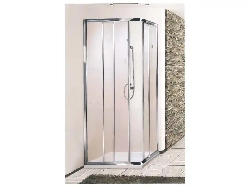 Box angolare argento lucido stampato, cristallo temperato 3 mm, 80x80 cm