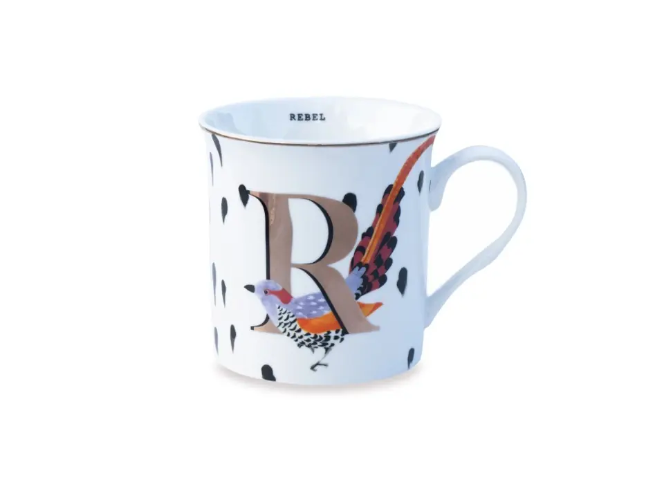 Alphabet, mug lettera r - rebel