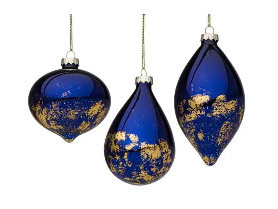 Pendaglio in vetro brush blu-oro