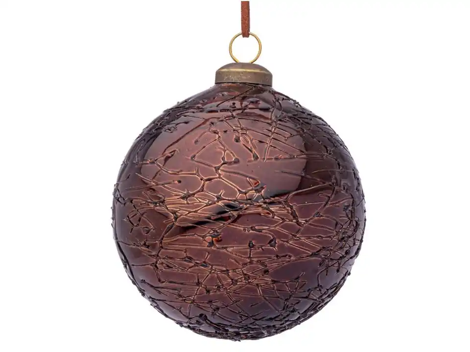 Sfera in vetro glaciate marrone, ø10 cm
