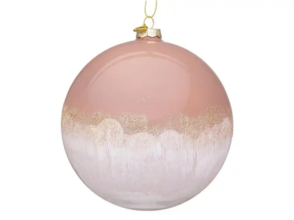 Sfera in vetro elegance rosa-bianco, ø15 cm