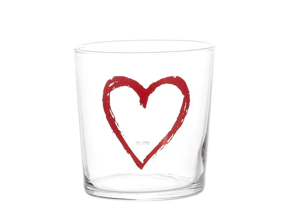 Bicchiere cuore graffiti rosso, 35,5 cl