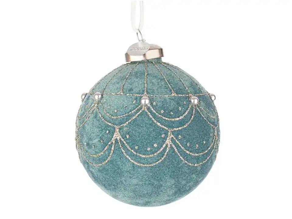 Sfera in vetro letizia verde lago, ø 8 cm