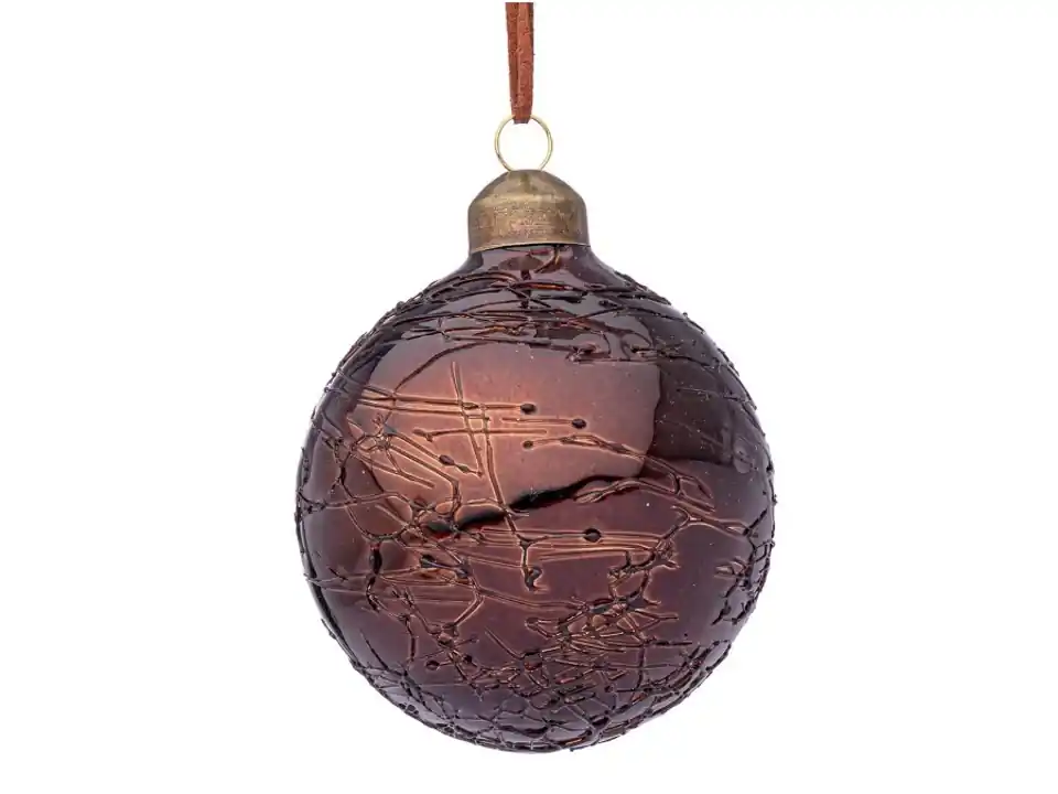 Sfera in vetro glaciate marrone, ø8 cm