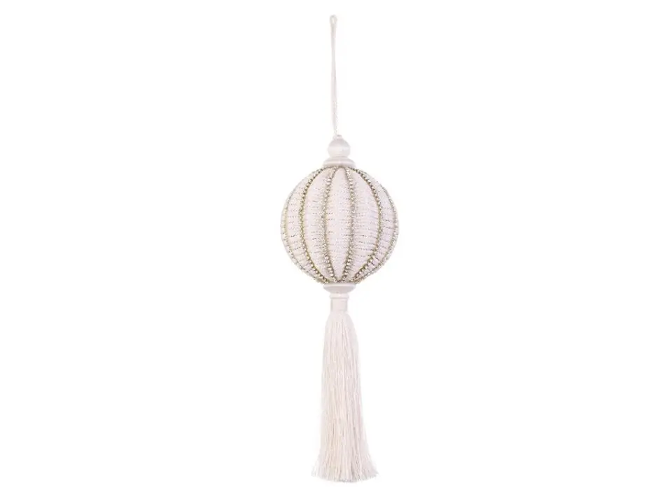 Sfera blossom avorio con nappa, ø8 cm