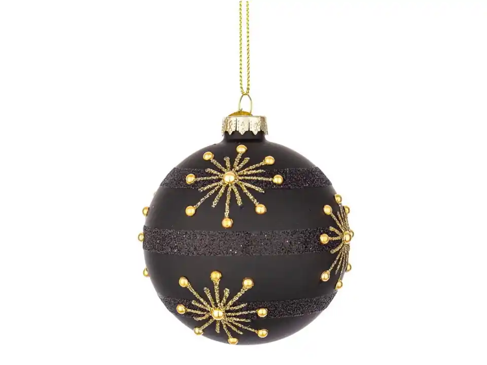 Sfera in vetro glimmer nero-oro, ø 8 cm