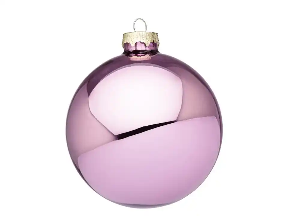 Sfera in vetro malva lucido, ø10 cm