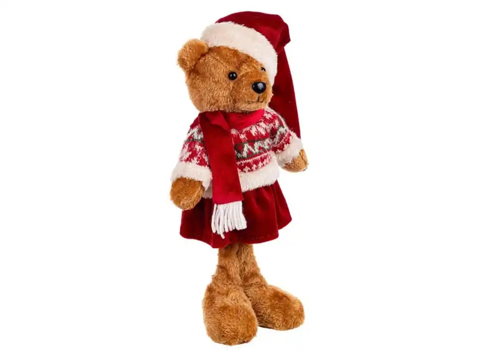 Orso ralphy stand gonna rosso, h40 cm