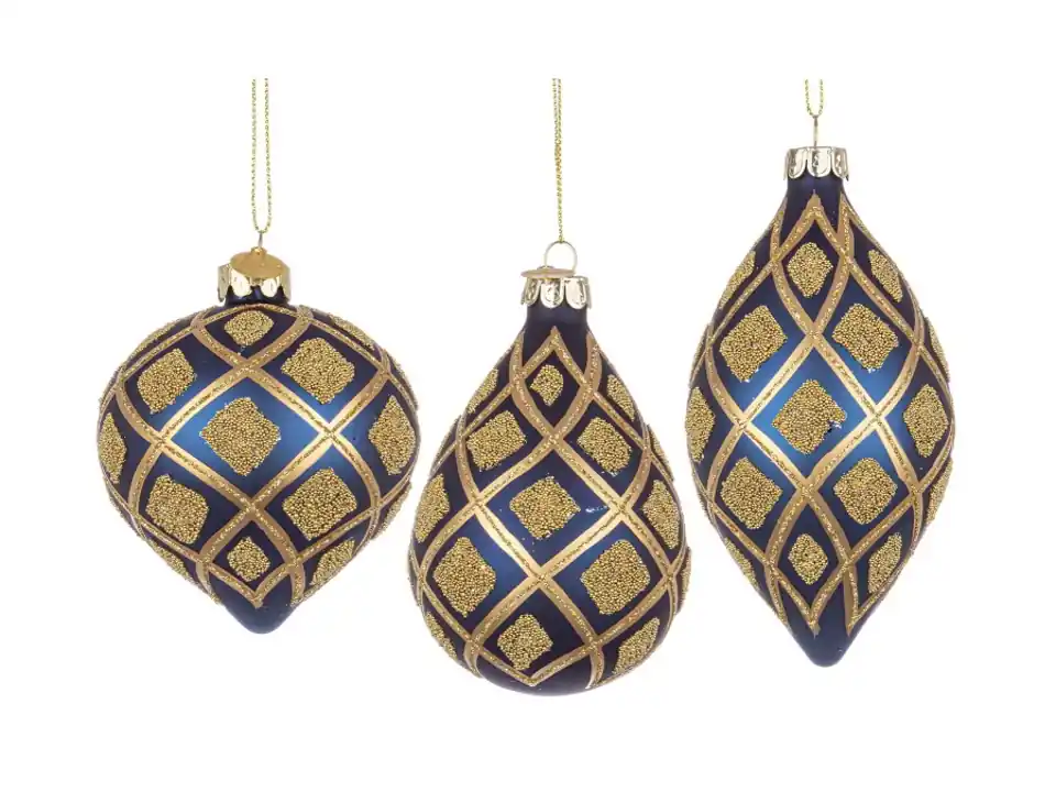 Pendaglio in vetro glint blu notte-oro