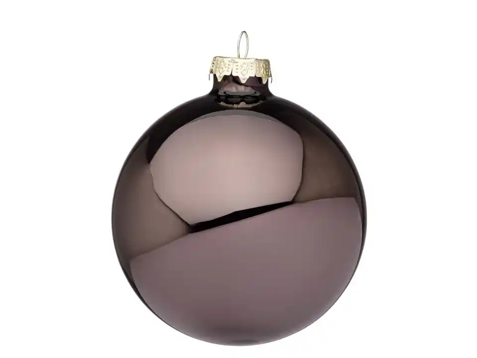Sfera in vetro grigio pepe lucido, ø10 cm