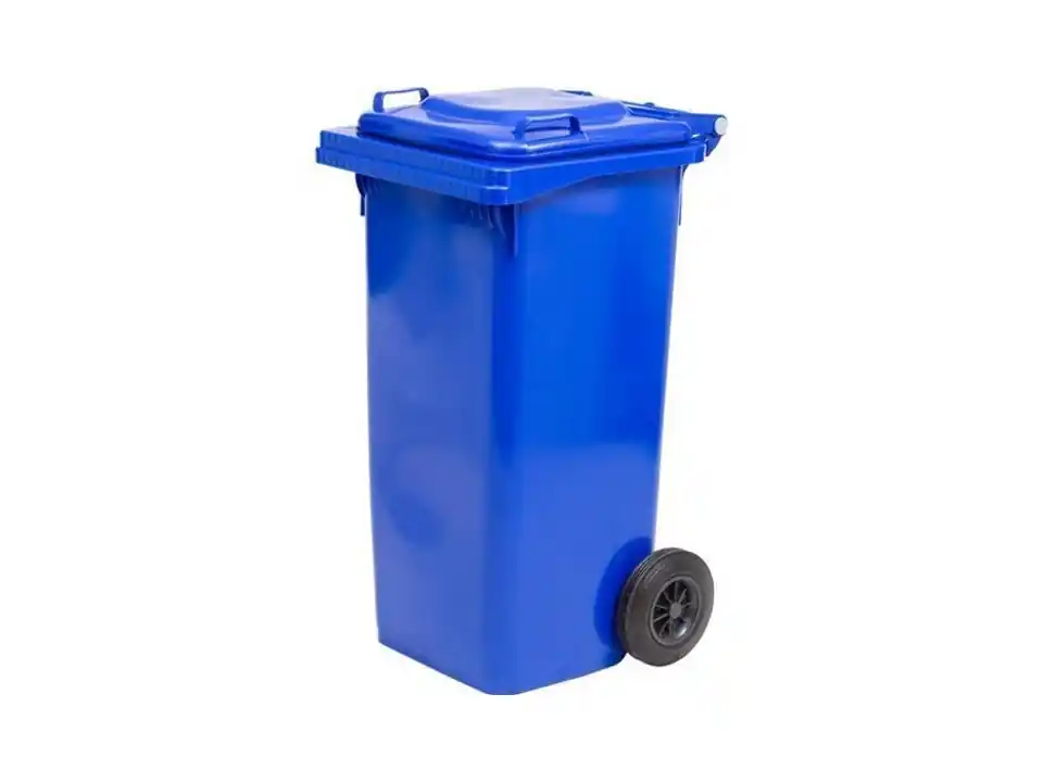 Bidone quadro n.u. con ruote120 lt blu - ics